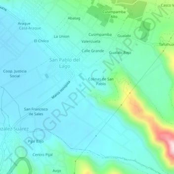 Mapa topográfico Cusin, altitude, relevo