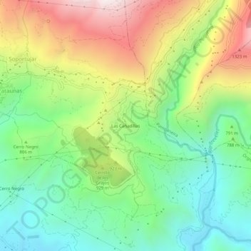 Mapa topográfico Las Cañadillas, altitude, relevo