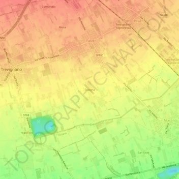 Mapa topográfico Solagna, altitude, relevo