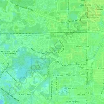 Mapa topográfico Meadow Brook, altitude, relevo