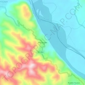 Mapa topográfico Villa Virgen, altitude, relevo