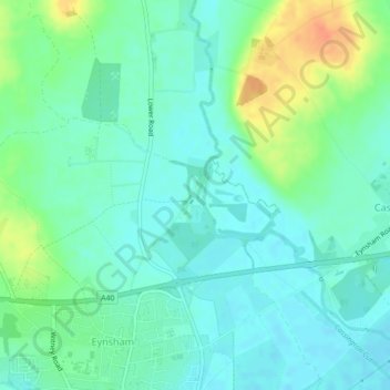 Mapa topográfico Eynsham Mill, altitude, relevo