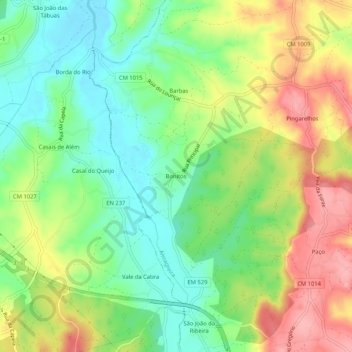 Mapa topográfico Bonitos, altitude, relevo