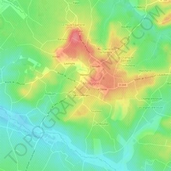 Mapa topográfico Samion, altitude, relevo