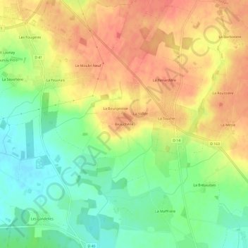 Mapa topográfico Beauchêne, altitude, relevo