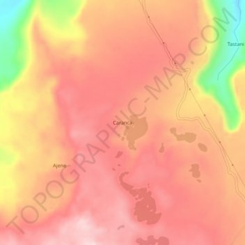 Mapa topográfico Caranca, altitude, relevo