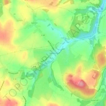 Mapa topográfico Géroménil, altitude, relevo