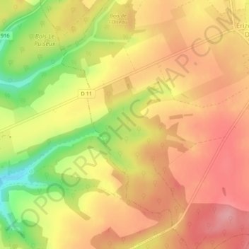 Mapa topográfico Genèves, altitude, relevo