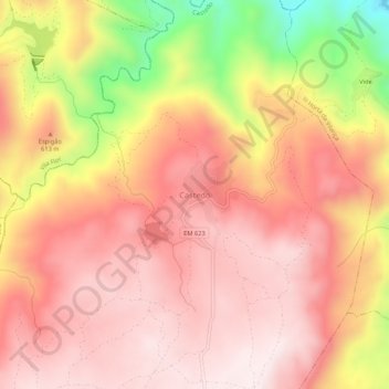 Mapa topográfico Castedo, altitude, relevo
