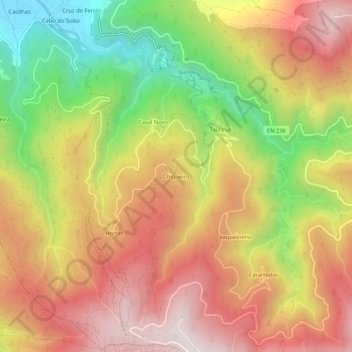 Mapa topográfico Chiqueiro, altitude, relevo