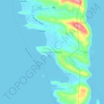 Mapa topográfico Limbon-limbon, altitude, relevo
