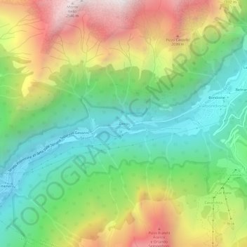 Mapa topográfico Dossi, altitude, relevo