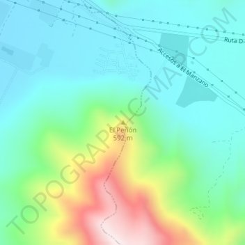 Mapa topográfico El Peñón, altitude, relevo