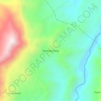 Mapa topográfico Quebrada Larga, altitude, relevo