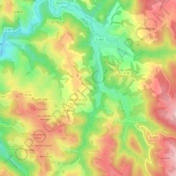 Mapa topográfico Le Bourg, altitude, relevo