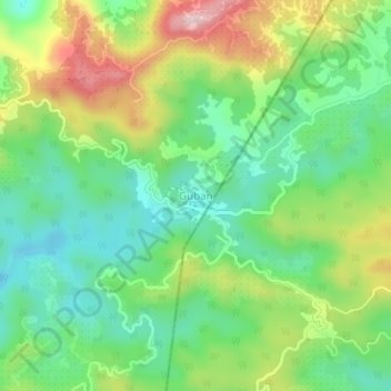 Mapa topográfico Guban, altitude, relevo