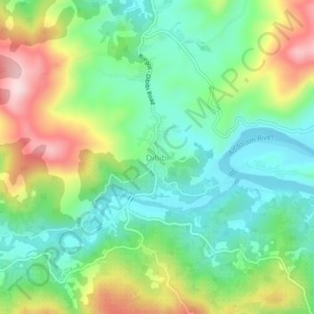 Mapa topográfico Dibibi, altitude, relevo