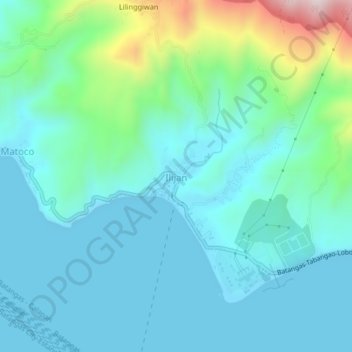 Mapa topográfico Ilijan, altitude, relevo
