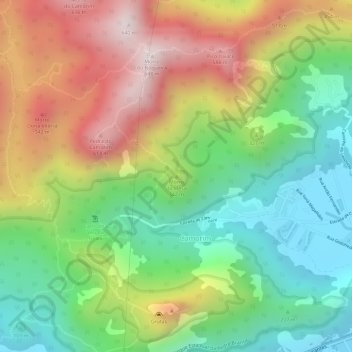 Mapa topográfico Morro da Mesa, altitude, relevo