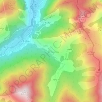 Mapa topográfico Arquizat, altitude, relevo