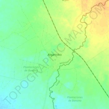 Mapa topográfico Algarrobo, altitude, relevo