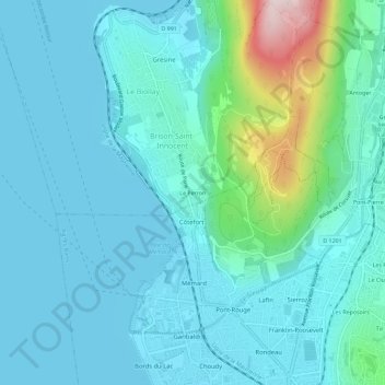Mapa topográfico Le Perron, altitude, relevo