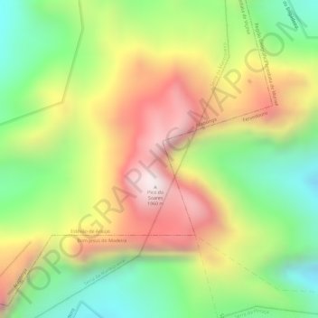 Mapa topográfico Pico do Soares, altitude, relevo