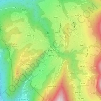 Mapa topográfico Le Boyat, altitude, relevo