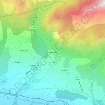 Mapa topográfico Les Granes, altitude, relevo