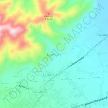 Mapa topográfico Leuwikoja, altitude, relevo