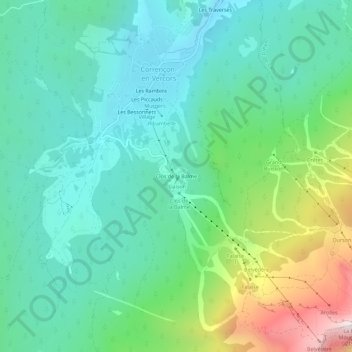 Mapa topográfico Clos de la Balme, altitude, relevo