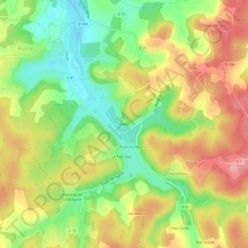 Mapa topográfico Roche, altitude, relevo