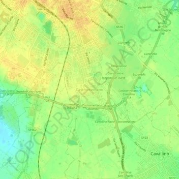 Mapa topográfico Castromediano, altitude, relevo