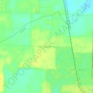 Mapa topográfico Pulo Bandring, altitude, relevo