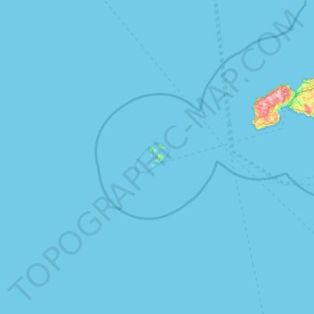 Mapa topográfico Ilhas Sorlingas, altitude, relevo