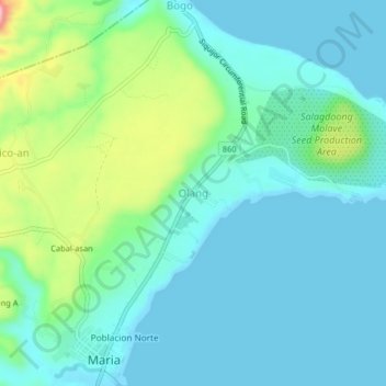 Mapa topográfico Olang, altitude, relevo