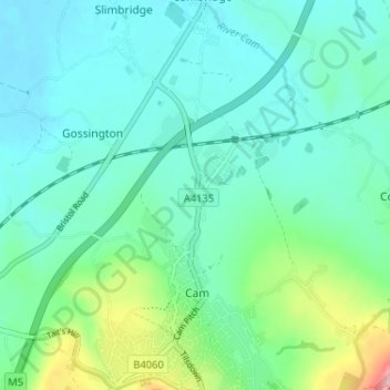 Mapa topográfico Draycott, altitude, relevo