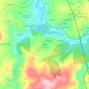 Mapa topográfico Doade, altitude, relevo