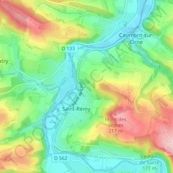 Mapa topográfico La Maroisière, altitude, relevo