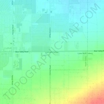 Mapa topográfico Cotners Corner, altitude, relevo