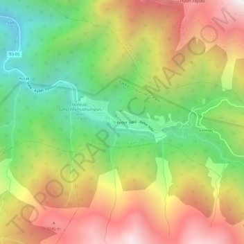 Mapa topográfico Ayder, altitude, relevo