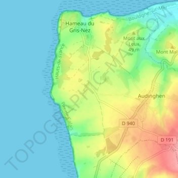 Mapa topográfico Waringzelle, altitude, relevo