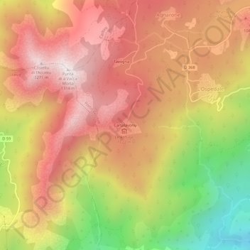 Mapa topográfico Cartalavonu, altitude, relevo