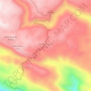 Mapa topográfico Unión Santa Cruz, altitude, relevo