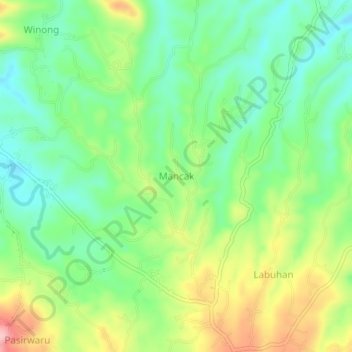 Mapa topográfico Mancak, altitude, relevo