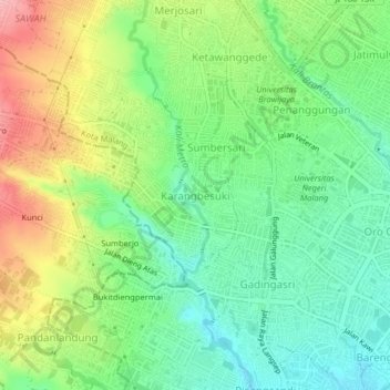 Mapa topográfico Karangbesuki, altitude, relevo