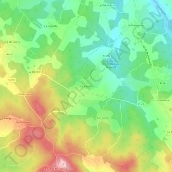 Mapa topográfico La Valade, altitude, relevo
