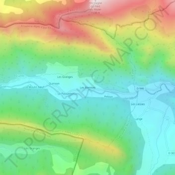 Mapa topográfico Les Remises, altitude, relevo