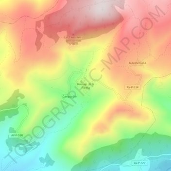 Mapa topográfico Horcajo de la Ribera, altitude, relevo