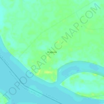 Mapa topográfico Araguaia, altitude, relevo
